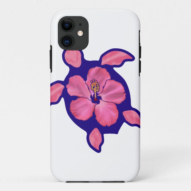 Hawaiian Honu Turtle and Hibiscus Case-Mate iPhone Case (Back)