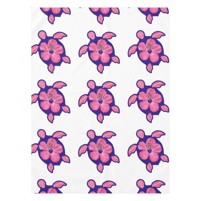 Hawaiian Honu Turtle and Hibiscus Tablecloth (Front)