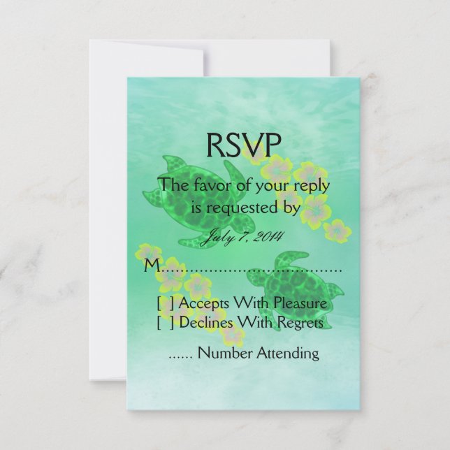 Hawaiian Honu Wedding RSVP Card (Front)