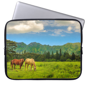 Hawaiian Horses, Hokulei Peak, Kauai Wetsuit Laptop Sleeve