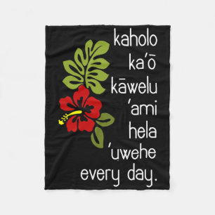 Hawaiian Hula Dance Uwehe Everyday Hibiscus Flower Fleece Blanket