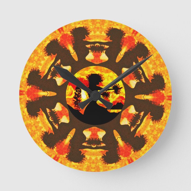 Hawaiian Hula Dancers Round Clock (Front)