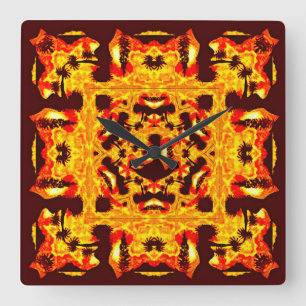 Hawaiian Hula Dancers Square Wall Clock