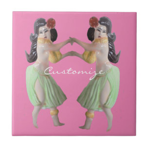 Hawaiian Hula Dancers Thunder_Cove Ceramic Tile