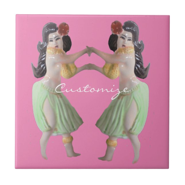 Hawaiian Hula Dancers Thunder_Cove Ceramic Tile (Front)