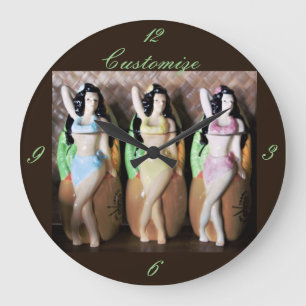 Hawaiian Hula Dancers Thunder_Cove Large Clock