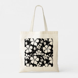 HAWAIIAN HULA (HIBISCUS) BLACK TOTE BAG
