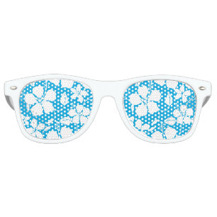 HAWAIIAN HULA (HIBISCUS) BLUE RETRO SUNGLASSES