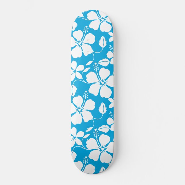 HAWAIIAN HULA (HIBISCUS) BLUE SKATEBOARD (Front)