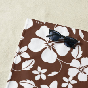 HAWAIIAN HULA (HIBISCUS) BROWN BEACH TOWEL