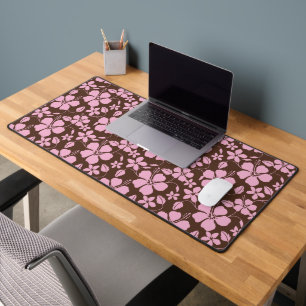 HAWAIIAN HULA (HIBISCUS) BROWN/PINK DESK MAT