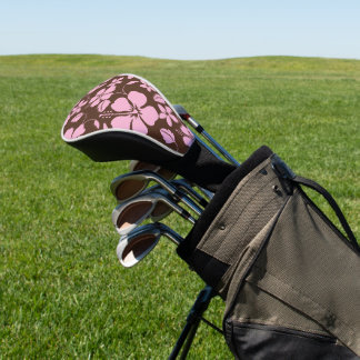 HAWAIIAN HULA (HIBISCUS) BROWN/PINK GOLF HEAD COVER