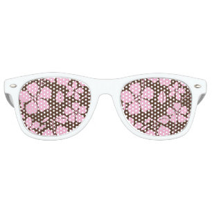 HAWAIIAN HULA (HIBISCUS) BROWN/PINK RETRO SUNGLASSES