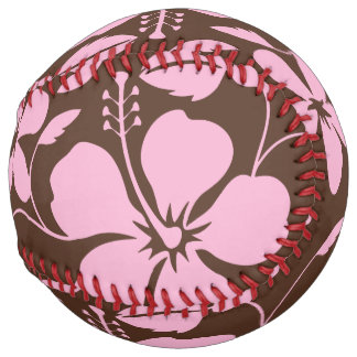 HAWAIIAN HULA (HIBISCUS) BROWN/PINK SOFTBALL