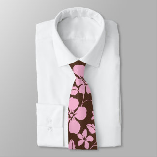 HAWAIIAN HULA (HIBISCUS) BROWN/PINK TIE