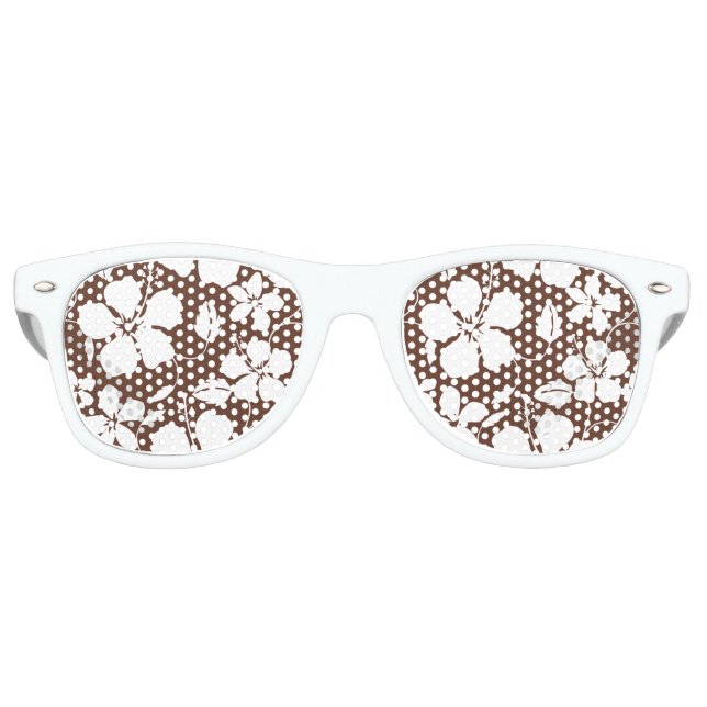 HAWAIIAN HULA (HIBISCUS) BROWN RETRO SUNGLASSES (Front)