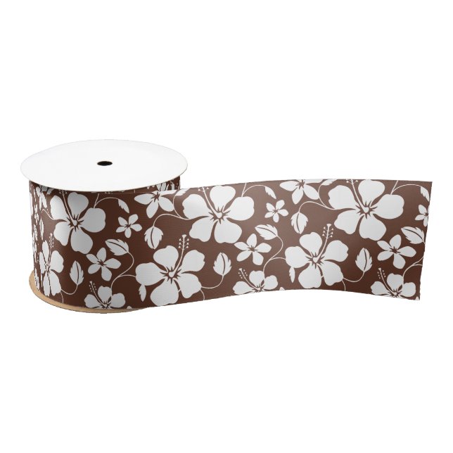 HAWAIIAN HULA (HIBISCUS) BROWN SATIN RIBBON (Spool)