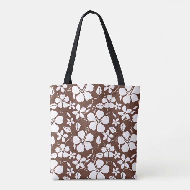 HAWAIIAN HULA (HIBISCUS) BROWN TOTE BAG (Back)