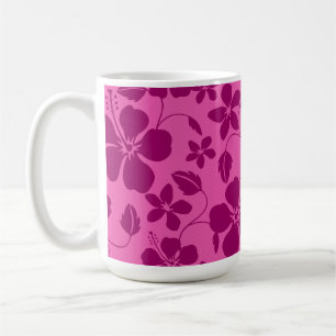 HAWAIIAN HULA (HIBISCUS) BURGUNDY WINE COFFEE MUG