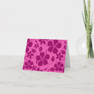 HAWAIIAN HULA (HIBISCUS) BURGUNDY WINE THANK YOU CARD