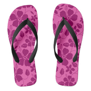 HAWAIIAN HULA (HIBISCUS) BURGUNDY WINE THONGS