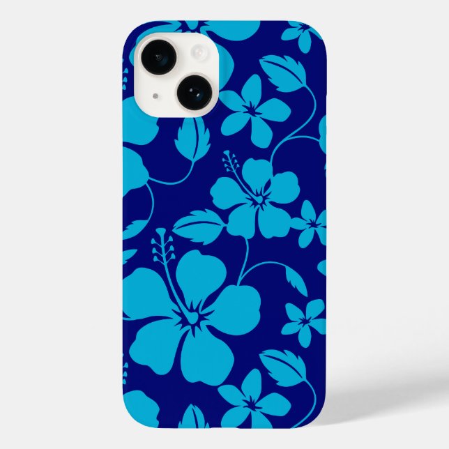 HAWAIIAN HULA (HIBISCUS) DARK/LIGHT BLUE Case-Mate iPhone CASE (Back)