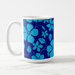 HAWAIIAN HULA (HIBISCUS) DARK/LIGHT BLUE COFFEE MUG
