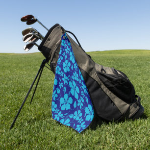 HAWAIIAN HULA (HIBISCUS) DARK/LIGHT BLUE GOLF TOWEL