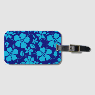 HAWAIIAN HULA (HIBISCUS) DARK/LIGHT BLUE LUGGAGE TAG