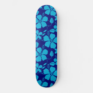 HAWAIIAN HULA (HIBISCUS) DARK/LIGHT BLUE SKATEBOARD