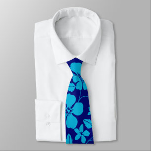 HAWAIIAN HULA (HIBISCUS) DARK/LIGHT BLUE TIE