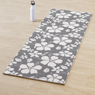 HAWAIIAN HULA (HIBISCUS) GRAY YOGA MAT