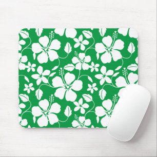 HAWAIIAN HULA (HIBISCUS) GREEN MOUSE PAD