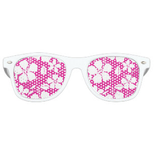 HAWAIIAN HULA (HIBISCUS) HOT PINK RETRO SUNGLASSES