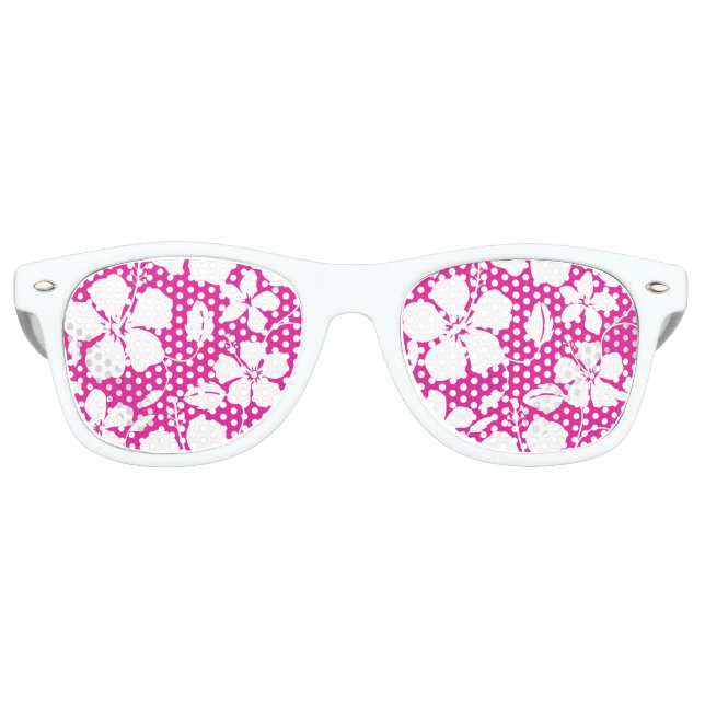 HAWAIIAN HULA (HIBISCUS) HOT PINK RETRO SUNGLASSES (Front)