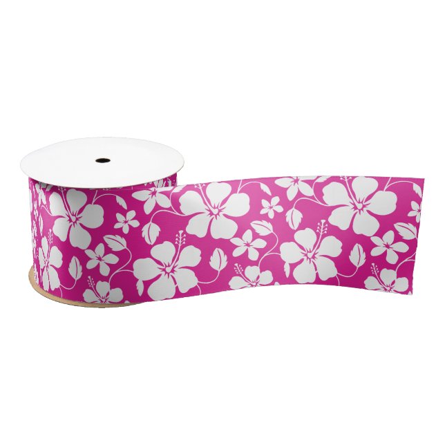 HAWAIIAN HULA (HIBISCUS) HOT PINK SATIN RIBBON (Spool)