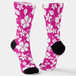 HAWAIIAN HULA (HIBISCUS) HOT PINK SOCKS