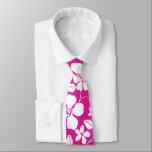 HAWAIIAN HULA (HIBISCUS) HOT PINK TIE<br><div class="desc">Hawaiian Hula (Hibiscus) Pattern in Hot Pink. Copyright by Kelly Hironaka,  No. 3 Design</div>