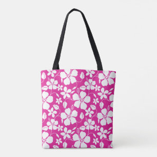 HAWAIIAN HULA (HIBISCUS) HOT PINK TOTE BAG