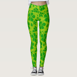 HAWAIIAN HULA (HIBISCUS) LEMON LIME LEGGINGS