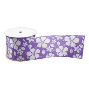 HAWAIIAN HULA (HIBISCUS) LIGHT PURPLE SATIN RIBBON