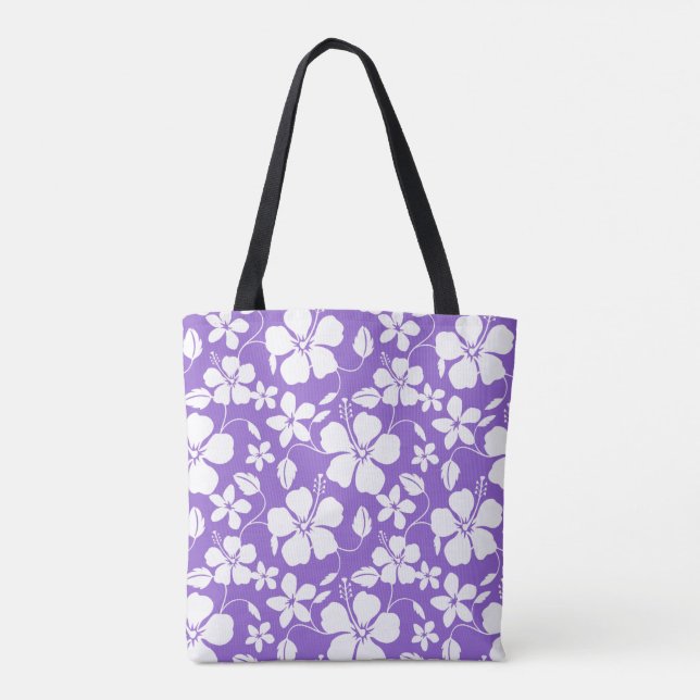 HAWAIIAN HULA (HIBISCUS) LIGHT PURPLE TOTE BAG (Back)