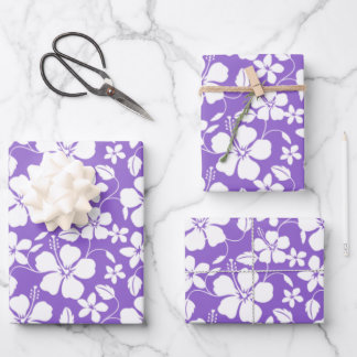 HAWAIIAN HULA (HIBISCUS) LIGHT PURPLE WRAPPING PAPER SHEET
