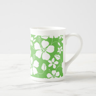 HAWAIIAN HULA (HIBISCUS) LIME BONE CHINA MUG