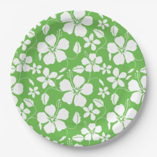 HAWAIIAN HULA (HIBISCUS) LIME PAPER PLATE