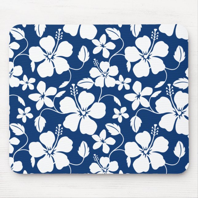 HAWAIIAN HULA (HIBISCUS) NAVY MOUSE PAD (Front)