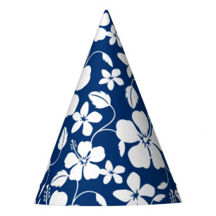 HAWAIIAN HULA (HIBISCUS) NAVY PARTY HAT