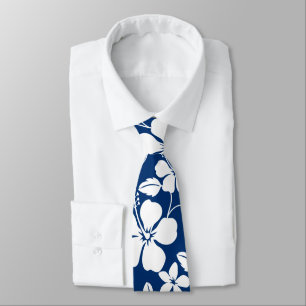 HAWAIIAN HULA (HIBISCUS) NAVY TIE