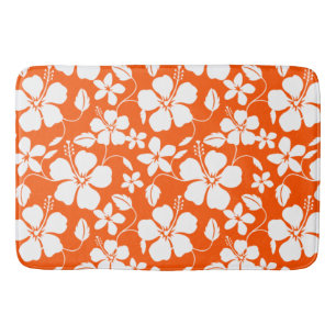 HAWAIIAN HULA (HIBISCUS) ORANGE BATH MAT