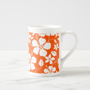 HAWAIIAN HULA (HIBISCUS) ORANGE BONE CHINA MUG